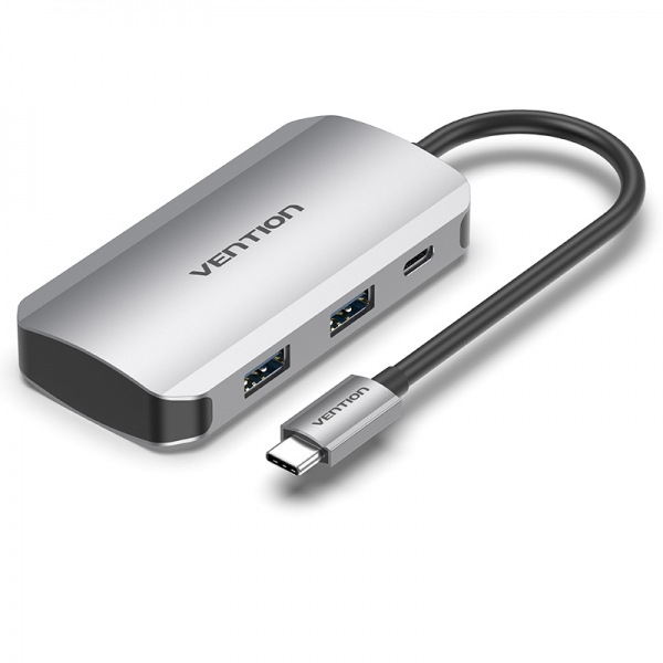 Vention HUB 5 en 1 USB-C vers 4xUSB3.0/PD100W - 0,15m - Couleur Gris