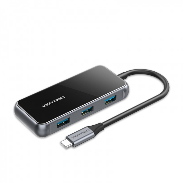 Vention HUB 5 en 1 USB-C vers USB3.0*4/PD - 0,15m - Couleur Gris Piano