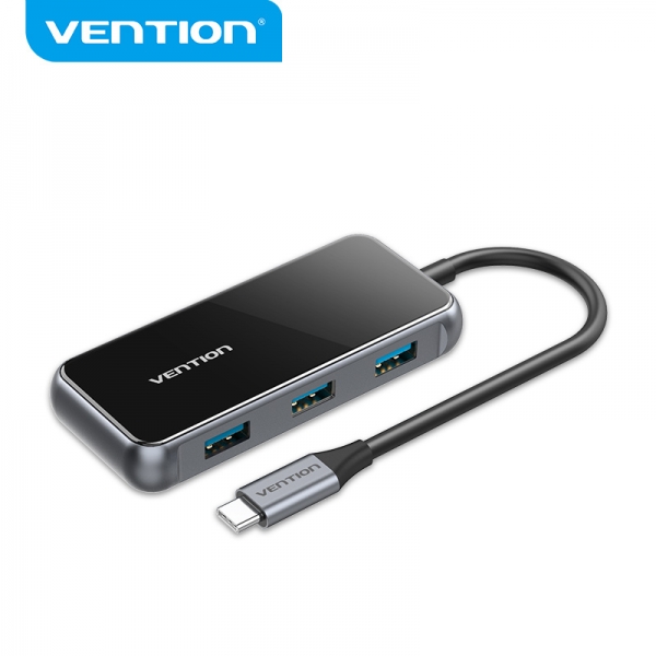 Vention HUB 5 en 1 USB-C vers USB3.0*4/PD - 0,15m - Couleur Gris Piano