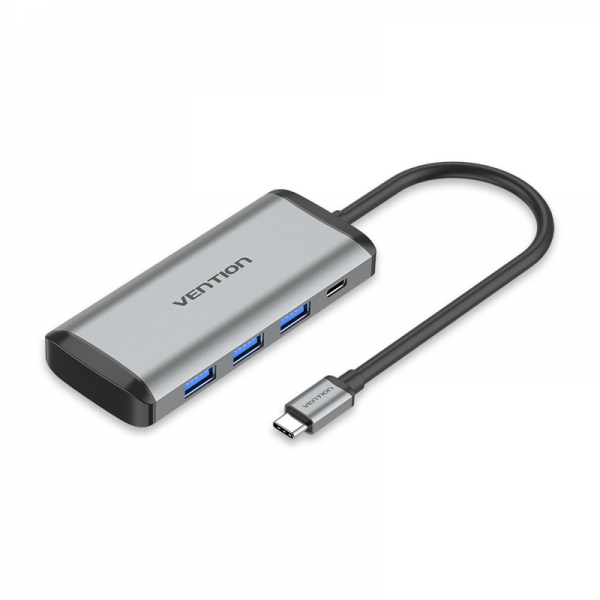 Vention HUB 6 en 1 USB-C vers 3xUSB3.0/TF/SD/PD - 0.15m - Aluminium Gris