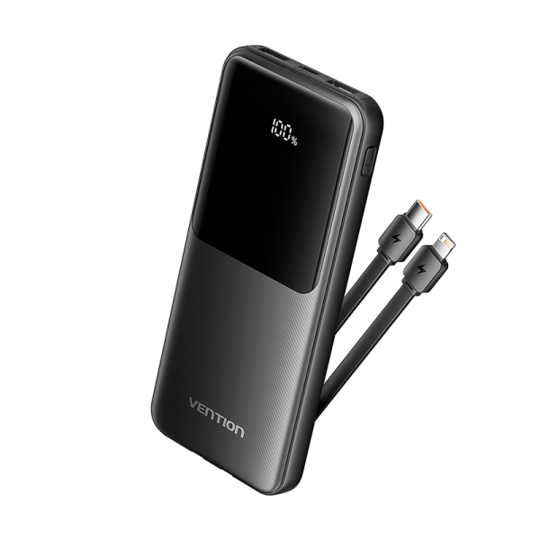 Vention Power Bank 10 000mAh - Plusieurs interfaces USB - Charge rapide - Sortie totale 3A - Couleur Noir