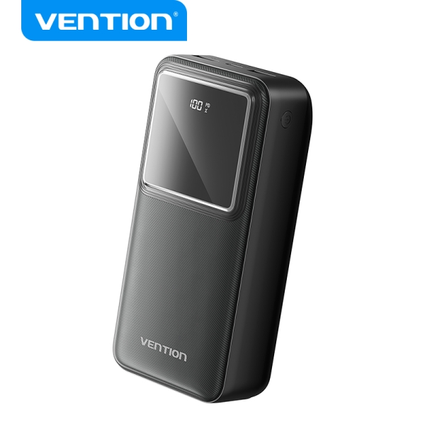 Vention Powerbank - 30000mAh - Charge Rapide 22.5W - USB-C/USB-A - Écran LED - Couleur Noir