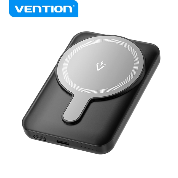 Vention PowerBank 5000mAh Magnétique Sans Fil - Double USB-C - Charge Rapide 20W - Écran Lumineux - Couleur Noir