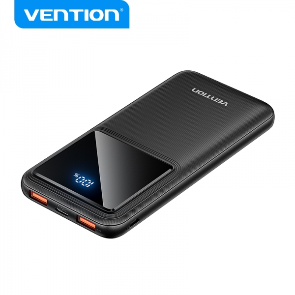 Vention Powerbank Batterie 10000mAh 22.5W USB (C+A+A) avec écran LED - Couleur Noir