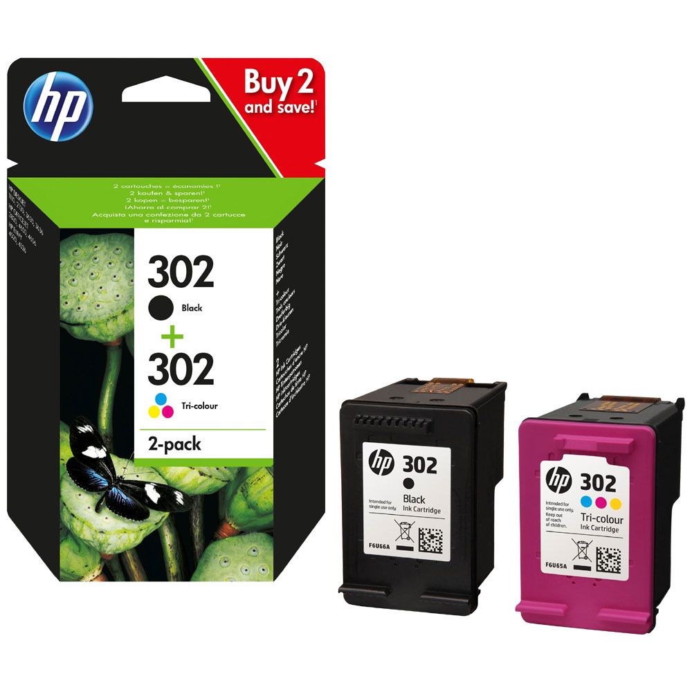Pack de 2 cartouches compatibles HP 302XL Sans niveau d'encre Noir +