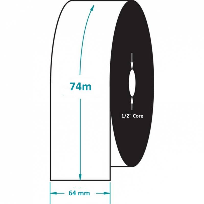 Zebra ZipShip 2300 Pack de 12 rubans de transfert thermique originaux - Rubans de cire - Noyau de 12,7 mm, largeur de 64 mm, longueur de 74 m